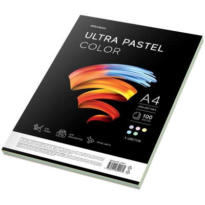 Бумага цветная OfficeSpace "Ultra Pastel Color", A4, 80 г/м², 100л., (5 цветов)