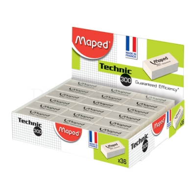 Резинка стирательная MAPED (Франция) "Technic Mini", 39х18, 2х12,6 мм, белая, дисплей, 011300