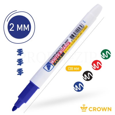 Набор маркеров для белых досок Crown "Multi Board Slim" 4 цвета, пулевидный, 2мм
