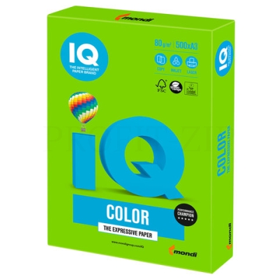 Бумага IQ color, А3, 80 г/м2, 500 л., интенсив ярко-зеленая, MA42