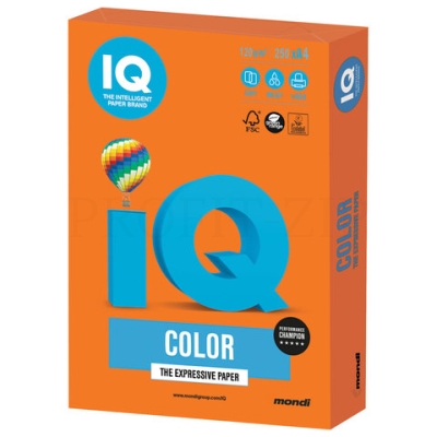 Бумага IQ color, А4, 120 г/м2, 250 л., интенсив, оранжевая, OR43