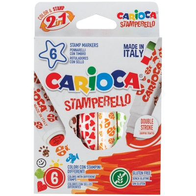 Фломастеры-штампы двусторонние Carioca "Stamp Markers", 06цв., смываемые