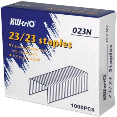 Скобы для степлера №23/23 KW-trio, 1000 шт., в картонной коробке, до 200 листов, -023N