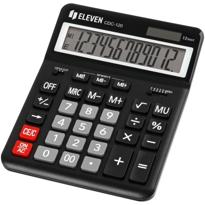 Калькулятор настольный Eleven CDC-120-BK, 12 разрядов, двойное питание, 155*206*38мм, черный