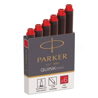 Картриджи чернильные PARKER Мини (Франция) Cartridge Quink, комплект 6 шт., 1950408, красные