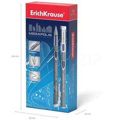 Ручка гелевая Erich Krause "Megapolis" синяя, 0,5мм