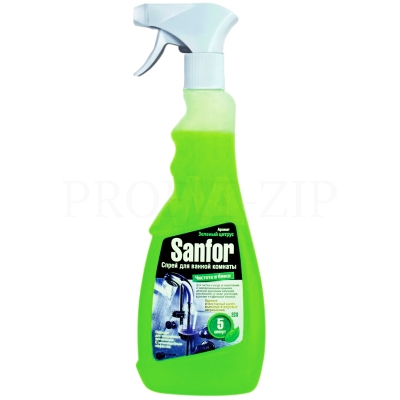 Чистящее средство Sanfor "Зеленый цитрус" спрей для ванн и душевых, с курком, 500мл