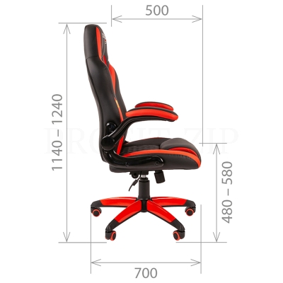 Кресло игровое Chairman "Game 15", экокожа черная/красная, механизм качания, откидные подлокотники
