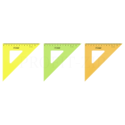 Треугольник 45°, 12см СТАММ, пластиковый, прозрачный, неоновые цвета, ассорти
