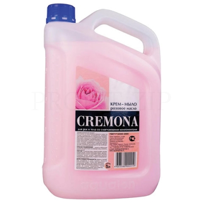Мыло-крем жидкое 5 л КРЕМОНА "Розовое масло", ПРЕМИУМ, перламутровое, из натуральных компонентов, 10