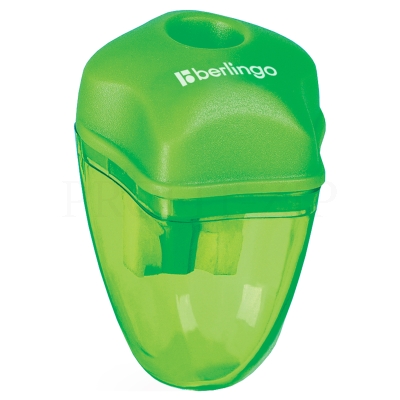 Точилка пластиковая Berlingo "Spike" 1 отверстие, контейнер, ассорти
