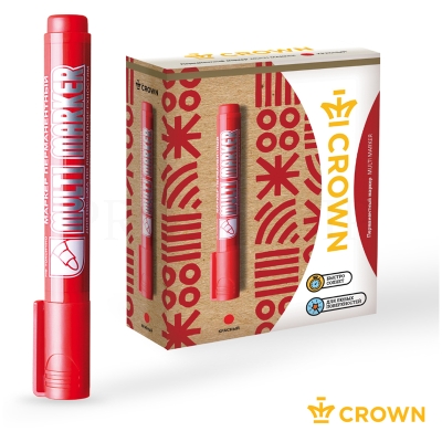 Маркер перманентный Crown "Multi Marker" красный, пулевидный, 3мм, CPM-800