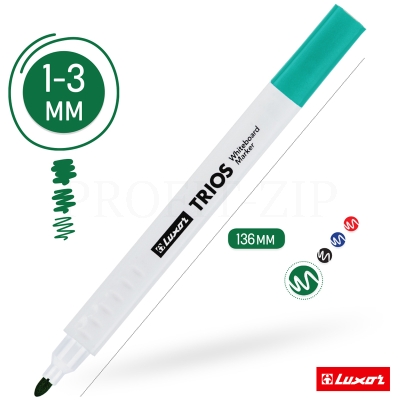 Маркер для белых досок Luxor "Trios" зеленый, пулевидный, 2,5 мм