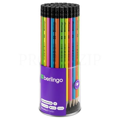 Карандаш чернографитный Berlingo "Triangle flash" HB, трехгранный, c ластиком, BP00810