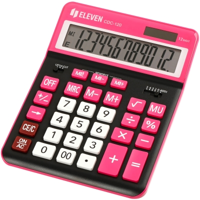 Калькулятор настольный Eleven CDC-120-BK/RD, 12 разрядов, двойное питание, 155*206*38мм, черный/крас