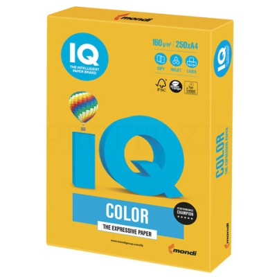 Бумага IQ color, А4, 160 г/м2, 250 л., интенсив, солнечно-желтая, SY40