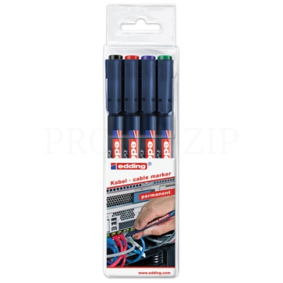 Маркеры для кабелей различных видов EDDING 8407, набор 4 шт., 0,3 мм, черный, красный, синий, зелены