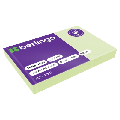 Самоклеящийся блок Berlingo "Standard", 76*51мм, 100л., зеленый HN7651SG