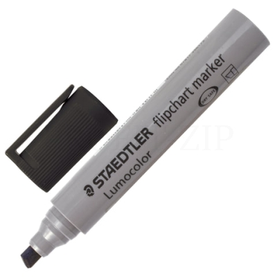 Маркер для флипчарта STAEDTLER (Германия) "Lumocolor", непропитывающий, скошенный, 2-5 мм, черный, 3