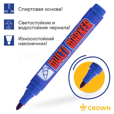 Набор перманентных маркеров Crown "Multi Marker" 04цв., пулевидный, 3,0мм