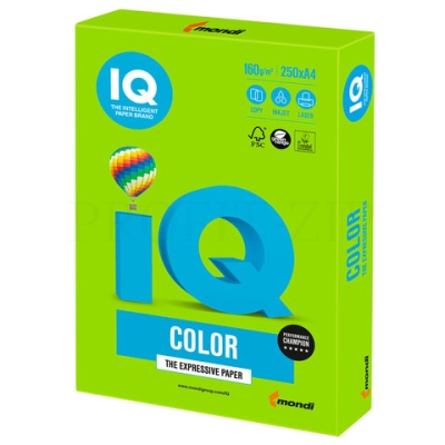 Бумага IQ color, А4, 160 г/м2, 250 л., интенсив зеленая, MA42