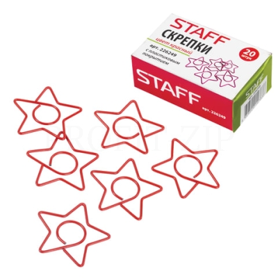 Скрепки 32 мм, 20 шт., "Звезда" в картонной коробке, STAFF