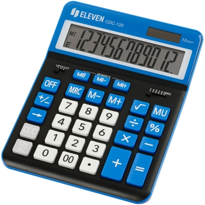 Калькулятор настольный Eleven CDC-120-BK/NV, 12 разрядов, двойное питание, 155*206*38мм, черный/темн