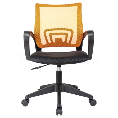 Кресло оператора Helmi HL-M95 R (695) "Airy", спинка сетка оранжевая/сиденье ткань TW черная, пиастр