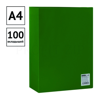 Папка со 100 вкладышами OfficeSpace, 30мм, 600мкм, зеленая