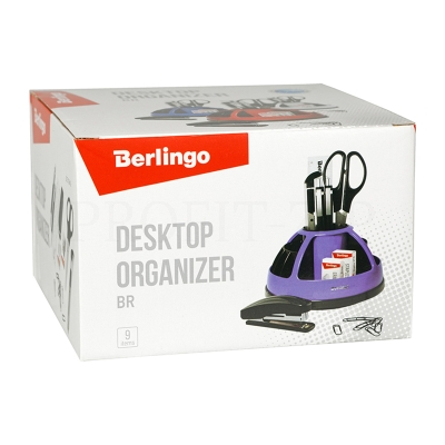 Настольный органайзер Berlingo "BR", 9 предметов, вращающийся, черный/фиолетовый