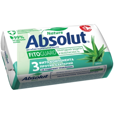 Мыло туалетное 90 г, Absolut Алоэ, антибактериальное 6061