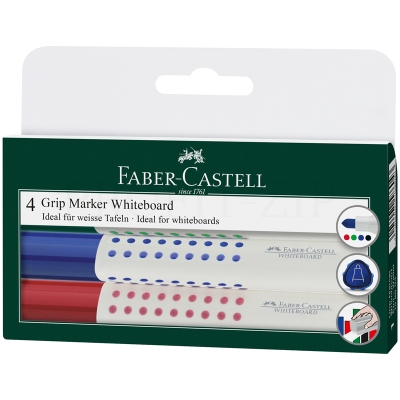 Набор маркеров для белых досок Faber-Castell "Grip 1583" 4цв., пулевидный, 2,0мм