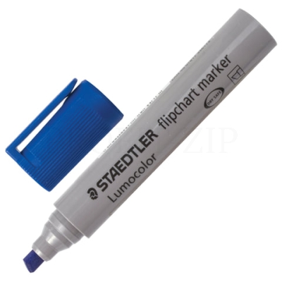 Маркер для флипчарта STAEDTLER (Германия) "Lumocolor", непропитывающий, скошенный, 2-5 мм, синий, 35