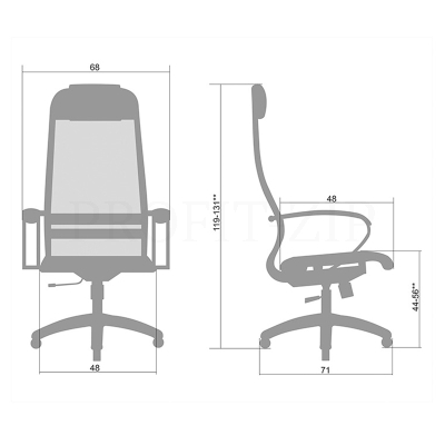 Кресло руководителя Метта "S" SU-1-BK комплект 6, CH-2/CH, кожа беж."NewLeather"/MPES №720, топ-ган