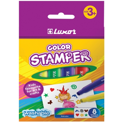 Фломастеры-штампы Luxor "Color Stamper", 08цв., смываемые