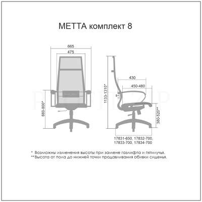 Кресло руководителя Метта Комплект 4, CH, сетка белая/белая, топ-ган (101/003, 131/003)